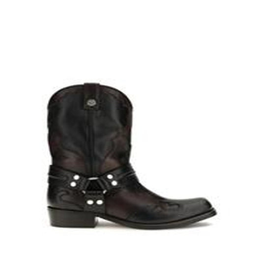 Stivali Sylvester texani in pelle - BLACK + BORDEAUX + PALLADIUM