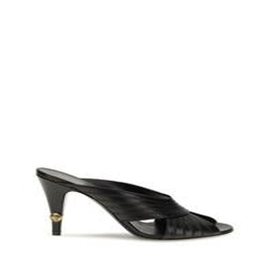 Mules Gianni in nappa con dettaglio sul tacco - BLACK/GOLD