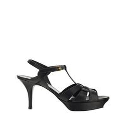 Sandali in pelle con plateu - NERO