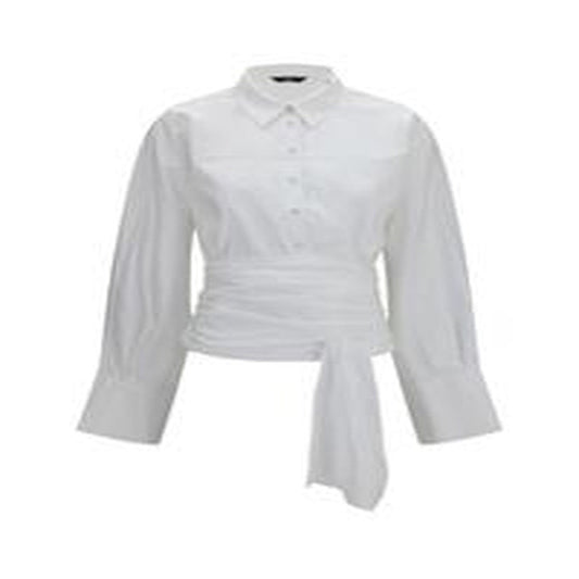 Camicia con nodo in vita - POPELINE OPTICAL WHITE