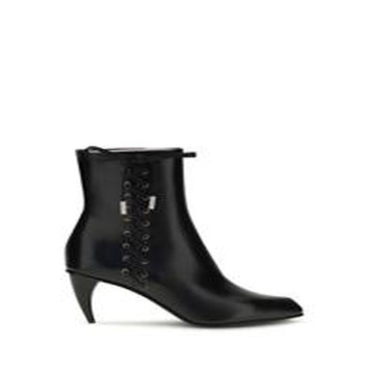 Stivaletti con tacco curvo e lacci laterali - BLACK