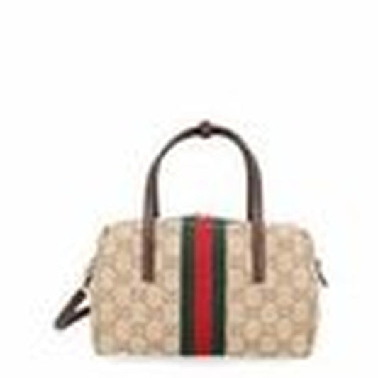 Mini Borsa Boston Con Dettaglio Web Beige