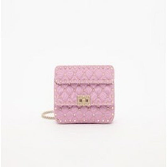 SMALL SHOULDER BAG | ROCKSTUD SPIKE | MOIRE/NAP/PLATINUM STUDS - QNV