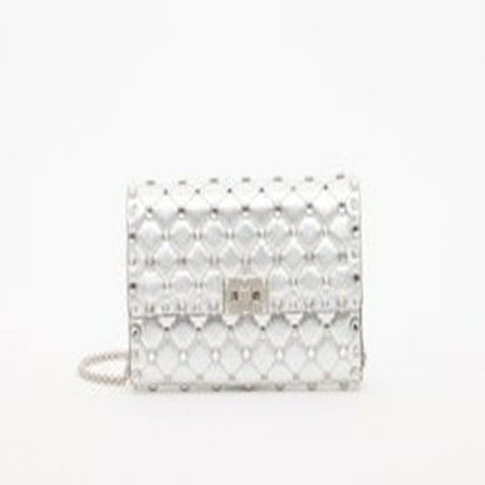 SHOULDER BAG | ROCKSTUD SPIKE | NAPPA SOFT LAMINATA/CABOCHON/PALLADIUM S - GN5