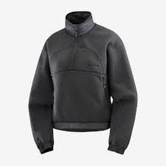 CHROMA FLEECE CROP HZ W DEEP BLACK