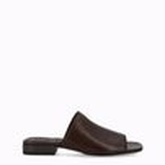 Sandalo In Pelle Con Tacco Decorato Brown
