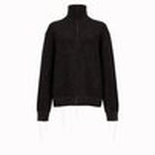 MAGLIA IN LANA CON ZIP A UN QUARTO - Brown