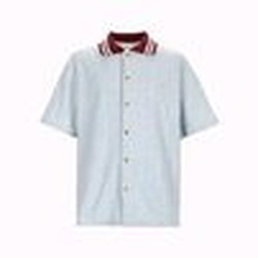 CAMICIA MONOGRAM IN COTONE - Blue