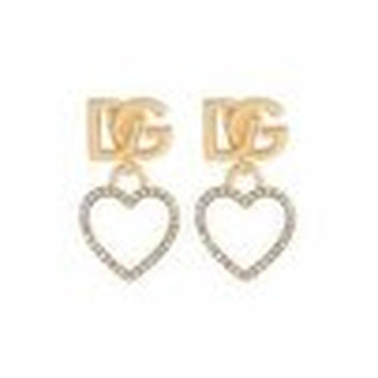 Orecchini A Perno Con Cuori E Logo Gold
